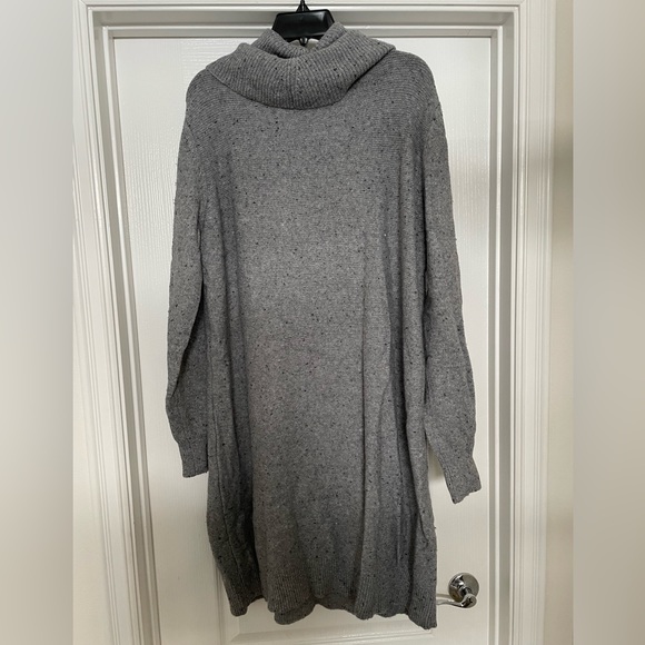 Time and Tru long sleeve cowl neck long tunic sweater dress XXLarge heather grey - Picture 6 of 8